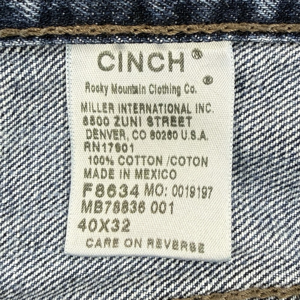 Cinch Ian Jeans Men's 40x32 Bootcut Western Cowboy Whiskering Crazy Fade - Picture 2 of 10